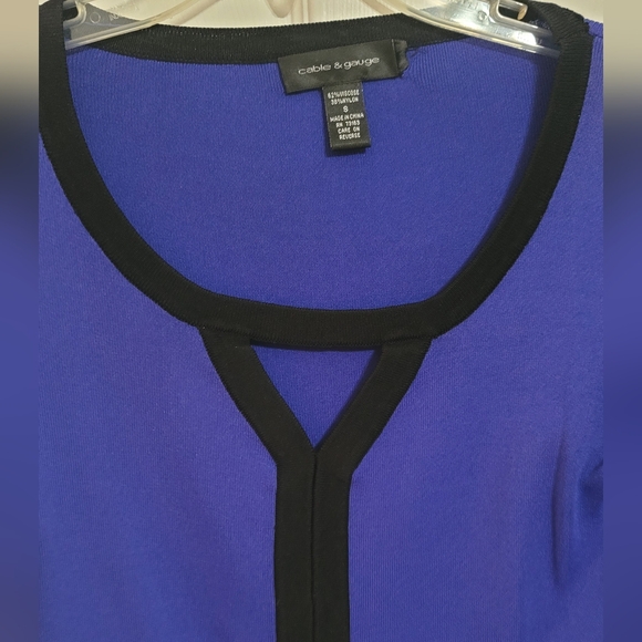 Blue/Black Elbow Length Vintage Top Y2K - Picture 4 of 8